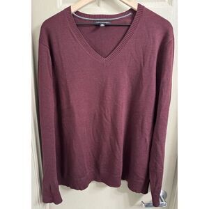 Banana Republic Men's Size XL Extra Fine Maroon Merino Wool‎ Pullover Sweater